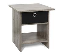 Furinno Bin Drawer Tables de Bout, Bois, Chêne Français Gris/Noir, Taille Unique, dense, French Oak Grey/Black, One Size, Paquet de 1