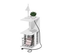 Furinno Boyate Table d'appoint ouverte pour canapé, table d'appoint avec port de charge USB et type C, blanc