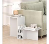 Furinno BOYATE Table d'appoint, Table Basse en Forme de vallée avec étagère à Plusieurs Niveaux et Porte-revues, pour Salon, Blanche