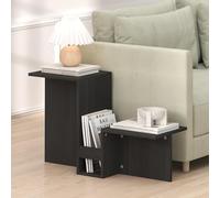 Furinno BOYATE Table d'appoint, Table Basse en Forme de vallée, avec étagère à Plusieurs Niveaux et Porte-revues, pour Salon, Expresso
