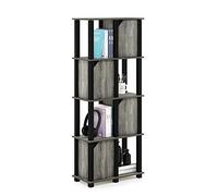 Furinno Brahms Étagère de Rangement à 5 Niveaux avec 4 Portes, Chêne Français/Noir
