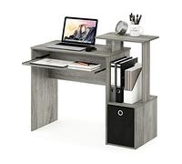 Furinno Bureau d'Ordinateur, Bois, Chêne Français Gris/Noir, Taille Unique, One Size