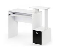 Furinno Bureaux d'Ordinateur, Bois, Blanc/Noir, Taille Unique, One Size