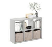 Furinno Cabine de Rangement Décorative à Dos Ouvert à 6 Cubes, Gris Clair