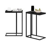 Furinno CAMNUS Ensemble De 2 Tables D'Appoint, Table De Chevet en Forme De C pour Canapé, Table De Nuit À Structure Métallique, pour Salon, Chambre, Style Américain