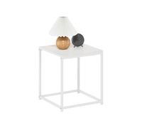 Furinno CAMNUS Table D'Appoint, Table De Chevet avec Structure en Métal, Table De Nuit sans Outil, Idéale pour Le Salon Ou La Chambre, Blanc Uni