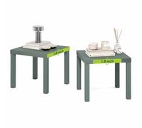 Furinno Classic Ensemble De 2 Tables D’Appoint, Table De Chevet Carrée avec Plateau De 4,5 Cm D’Épaisseur, pour Salon Ou Chambre, Vert Sauge