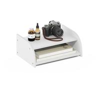 Furinno Classic Rangement Et Accessoires De Bureau, Support pour Écran À 2 Niveaux avec Étagère De Rangement pour Accessoires, Blanc