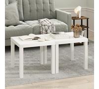 Furinno Classic Table Basse Set de 2, Table Basse Carrée Moderne avec Plateau de 4,6 cm d'Épaisseur, Table d'Appoint avec 4 Pieds, pour Salon, Chambre, Bureau à Domicile, Blanc