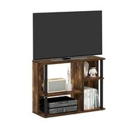 Furinno Classique Meuble Poteaux en Plastique pour TV, Bois d'ingénierie, Pin Ambre/Noir, 80 (L) x 60,2 (H) x 29,7 (P) cm