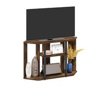 Furinno Classique Meuble Poteaux en Plastique pour TV, Bois d'ingénierie, Pin Ambre/Noir, 98,3 (L) x 60,2 (H) x 29,7 (P) cm