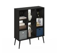 Furinno Claude Bibliothèque Style Milieu du Siècle, Bibliothèque À 8 Cubes, Étagère De Rangement Cubique avec Pieds en Bois, 27,7 X 80 X 99,8 Cm, pour Salon, Chambre, Bureau, Couleur Expresso