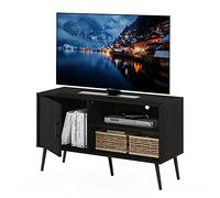 Furinno Claude Meuble TV de Style Milieu du Siècle avec Pieds en Bois, Une Armoire et Deux Étagères, Expresso