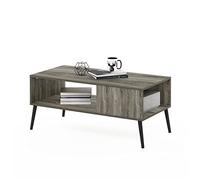Furinno Claude Table Basse Style Milieu du Siècle avec Pieds en Bois, Engineered Wood, Chêne Français, 50,01 (D) x 100 (W) x 45,01 (H) cm