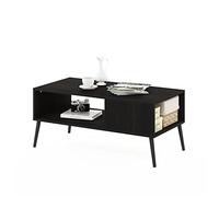 Furinno Claude Table Basse Style Milieu du Siècle avec Pieds en Bois, Engineered Wood, Expresso, 50,01 (D) x 100 (W) x 45,01 (H) cm