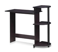 Furinno Compact Bureau d'Ordinateur avec Étagères, Noyer Foncé, Bois, One Size