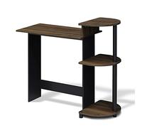 Furinno Compact Bureau d'Ordinateur avec Étagères, Noyer Noir, Columbia Walnut/Black, One Size