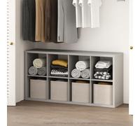Furinno Cubic Étagère de Rangement Polyvalente Ouverte pour Vêtements et Placard, 8 Cubes, Gris Clair