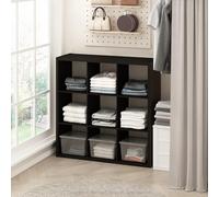 Furinno Cubic Organisateur de Placard 9 Cubes, étagères Ouvertes, Structure Extra épaisse pour penderie, Chambre, Salon, chêne foncé