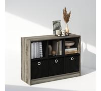 Furinno Cubic Organisateurs et Rangement de Placard, Organisateur de Placard 6 Cubes avec Bacs, Étagère Ouverte de Placard, pour Garde-Robe, Chambre, Salon, Chêne Français/Noir