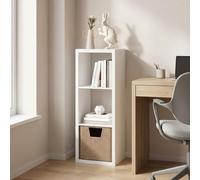 Furinno Cubicle 3 Cubes Bibliothèque avec Cadre épais, réversible horizontalement et verticalement avec Dos Ouvert, 37,08 x 40,39 x 111,76 cm, pour Salon, Chambre, Bureau à Domicile, Blanc uni
