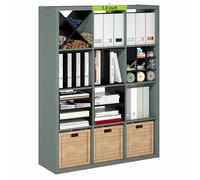 Furinno Cubicle Bibliothèque, Étagère À 12 Cubes avec Structure Épaisse, Réversible Et À Dos Ouvert, 14,6 X 43,8 X 58 Cm, Idéale pour Le Salon, La Chambre Ou Le Bureau, Vert Sauge.