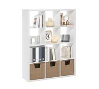 Furinno Cubicle Bibliothèque, Étagère À 12 Cubes avec Structure Épaisse, Réversible Et À Dos Ouvert, 14,6 X 43,8 X 58 Cm, Idéale pour Le Salon, La Chambre Ou Le Bureau, Blanche.