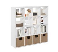 Furinno Cubicle Bibliothèque, Étagère À 16 Cubes avec Structure Épaisse, Bibliothèque Réversible À Dos Ouvert, 14,6 X 57,8 X 58 Cm, pour Salon, Chambre, Bureau, Blanc.