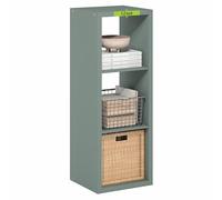 Furinno Cubicle Bibliothèque, Étagère À 3 Cubes avec Structure Épaisse, Réversible Horizontalement Et Verticalement, Dos Ouvert, Idéale pour Le Salon, La Chambre Ou Le Bureau, Vert Sauge.