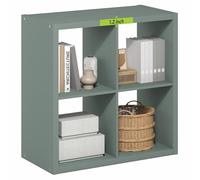 Furinno Cubicle Bibliothèque, Étagère À 4 Compartiments, Structure Épaisse avec Fond Ouvert Réversible, 14,6 X 30 X 30 Cm, Idéale pour Le Salon, La Chambre Ou Le Bureau, Vert Sauge.