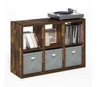 Furinno Cubicle Bibliothèque, Étagère À 6 Cubes avec Structure Épaisse, Réversible Horizontalement Et Verticalement, Dos Ouvert, Idéale pour Le Salon, La Chambre Ou Le Bureau, Couleur Pin Ambré.