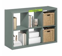 Furinno Cubicle Bibliothèque, Étagère À 6 Cubes avec Structure Épaisse, Réversible Horizontalement Et Verticalement, Dos Ouvert, Idéale pour Le Salon, La Chambre Ou Le Bureau, Vert Sauge.