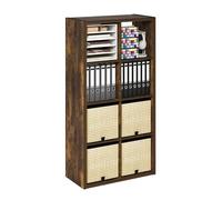 Furinno Cubicle Bibliothèque, Étagère À 8 Cubes avec Structure Épaisse, Réversible Horizontalement Et Verticalement, Dos Ouvert, Idéale pour Le Salon, La Chambre Ou Le Bureau, Couleur Pin Ambré.