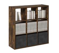 Furinno Cubicle Bibliothèque, Étagère À 9 Cubes avec Structure Épaisse, Bibliothèque Réversible À Dos Ouvert, 14,6 X 43,8 X 43,8 Cm, Idéale pour Le Salon, La Chambre Ou Le Bureau, Couleur Pin Ambré.