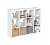Furinno Cubicle Étagère, 12 Cubes, Structure Triple Épaisseur, Rangement Intégré, 15,3 x 57,4 x 43,3 cm, Idéale pour Salon, Chambre Ou Bureau, Blanche.