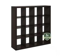 Furinno Cubicle Étagère, 16 Cubes, Structure Triple Épaisseur, Rangement Intégré, 39 x 146 x 144 cm, Idéale pour Le Salon, La Chambre Ou Le Bureau, Chêne Foncé.