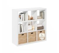 Furinno Cubicle Étagère, 9 Cubes, Structure Triple Épaisseur, Rangement Intégré, 15,3 x 43,8 x 43,3 cm, Idéale pour Le Salon, La Chambre Ou Le Bureau, Blanche.
