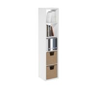 Furinno Cubicle Étagère, Bibliothèque Verticale À 5 Cubes avec Structure Épaisse, Réversible Horizontalement Et Verticalement, Dos Ouvert, Idéale pour Le Salon, La Chambre Ou Le Bureau, Blanche.