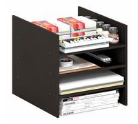 Furinno Cubicle Insert pour Cube, Organiseur de Cubes à 3 étagères, Accessoire d’étagère à 3 Niveaux, Compatible avec Furinno Triple Thick Cubes et IKEA Kallax, chêne foncé Noir
