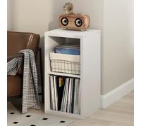 Furinno Cubicle Meuble Tourne-Disque avec Rangement pour Vinyles, 2-Cube Rangement pour Disques Vinyles 1.2 Extra Épais, Multimédia Ouverte À L'Arrière pour CD DVD Disques De Jeu Blu-Ray, Blanc