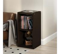 Furinno Cubicle Meuble Tourne-Disque avec Rangement pour Vinyles, 2-Cube Rangement pour Disques Vinyles 1.2 Extra Épais, Multimédia Ouverte À L'Arrière pour CD DVD, Chêne Foncé Noir