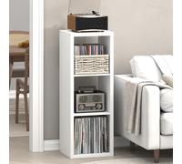 Furinno Cubicle Meuble Tourne-Disque avec Rangement pour Vinyles, 3-Cube Rangement pour Disques Vinyles 1.2 Extra Épais, Multimédia Ouverte À L'Arrière pour CD DVD Disques De Jeu Blu-Ray, Blanc