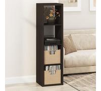 Furinno Cubicle Meuble Tourne-Disque avec Rangement pour Vinyles, 4-Cube Rangement pour Disques Vinyles 1.2 Extra Épais, Multimédia Ouverte À L'Arrière pour Multimédia, Chêne Foncé Noir