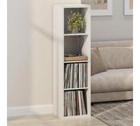 Furinno Cubicle Meuble Tourne-Disque avec Rangement pour Vinyles, 4-Cube Rangement pour Disques Vinyles 1.2 Extra Épais, Multimédia Ouverte À L'Arrière pour CD DVD Disques De Jeu Blu-Ray, Blanc