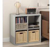 Furinno Cubicle Meuble Tourne-Disque avec Rangement pour Vinyles, 4-Cube Rangement pour Disques Vinyles 1.2 Extra Épais, Multimédia Ouverte À L'Arrière pour CD DVD Disques De Jeu Blu-Ray, Gris Clair