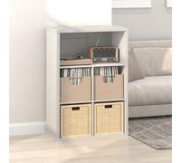 Furinno Cubicle Meuble Tourne-Disque avec Rangement pour Vinyles, 5-Cube Rangement pour Disques Vinyles 1.2 Extra Épais, Multimédia Ouverte À L'Arrière pour CD DVD Disques De Jeu Blu-Ray, Blanc