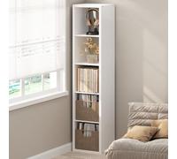 Furinno Cubicle Meuble Tourne-Disque avec Rangement pour Vinyles, 5-Cube Rangement pour Disques Vinyles 1.2 Extra Épais, Multimédia Ouverte À L'Arrière pour CD DVD Disques De Jeu Blu-Ray, Blanc