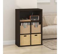 Furinno Cubicle Meuble Tourne-Disque avec Rangement pour Vinyles, 5-Cube Rangement pour Disques Vinyles 1.2 Extra Épais, Multimédia Ouverte À L'Arrière pour Multimédia, Chêne Foncé Noir