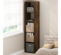 Furinno Cubicle Meuble Tourne-Disque avec Rangement pour Vinyles, 5-Cube Rangement pour Disques Vinyles 1.2 Extra Épais, Multimédia Ouverte À L'Arrière pour CD DVD Disques De Jeu Blu-Ray, Pin Ambré