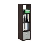 Furinno Cubicle Organisateur de Rangement Cube Vertical décoratif à Dos Ouvert, 4 Cubes, Chêne Foncé